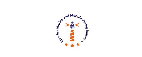 Logo for the Estonian Marine and Manufacturing Initiative, featuring a lighthouse and three stars. - Global Trade Data